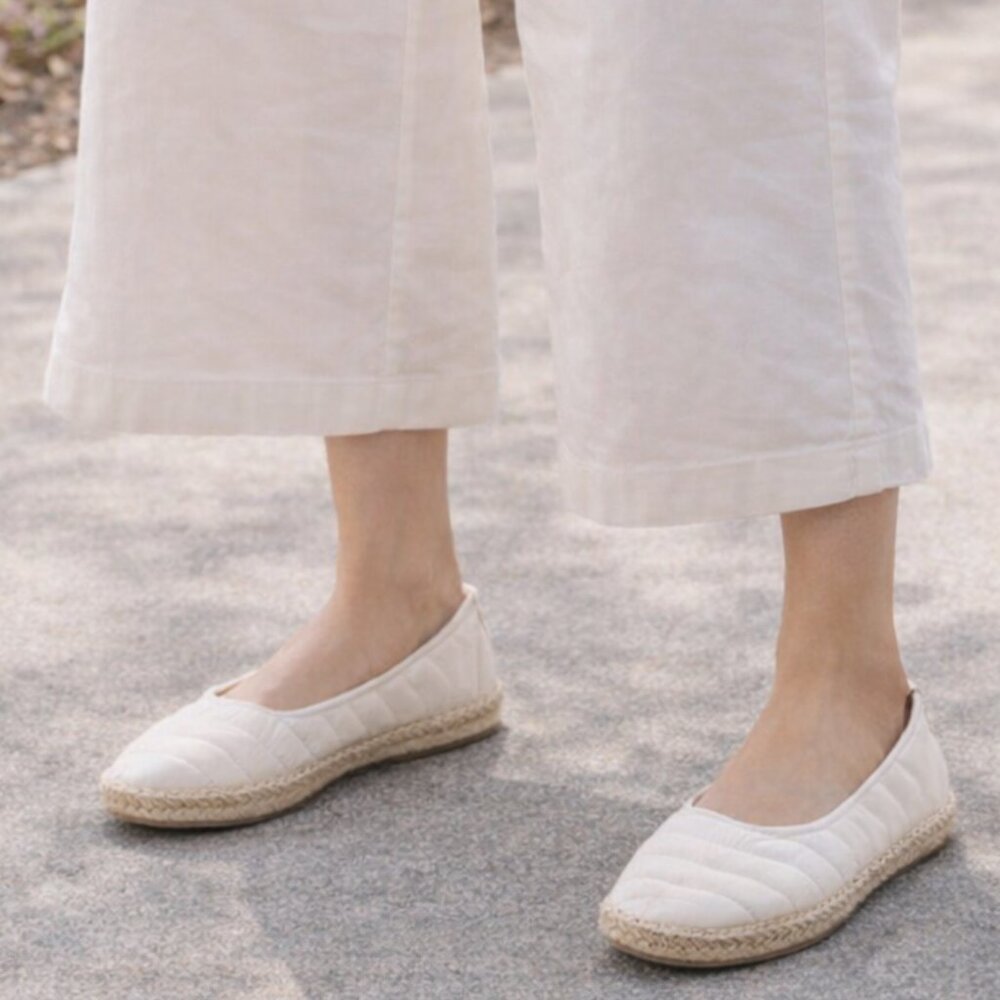 Franco Sarto Quilted Cream Espadrille Flats New Size 8.5 - Picture 3 of 10